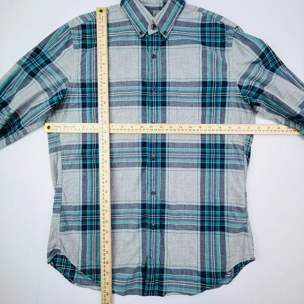 J. Crew Blue Green Plaid Button Down Medium